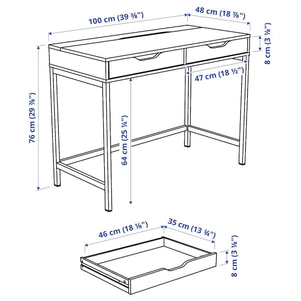 ALEX Desk - black-brown 100x48 cm , 100x48 cm - Premium Furniture from Ikea - Just €180.99! Shop now at Maltashopper.com