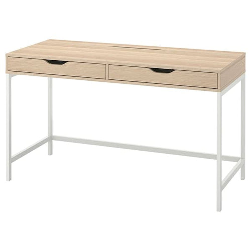 ALEX - Desk, white stained/oak effect, 132x58 cm