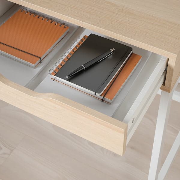 ALEX - Desk, white stained/oak effect, 100x48 cm - best price from Maltashopper.com 50473558