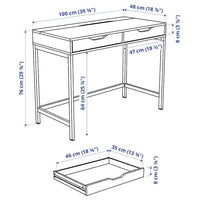 ALEX - Desk, white stained/oak effect, 100x48 cm - best price from Maltashopper.com 50473558