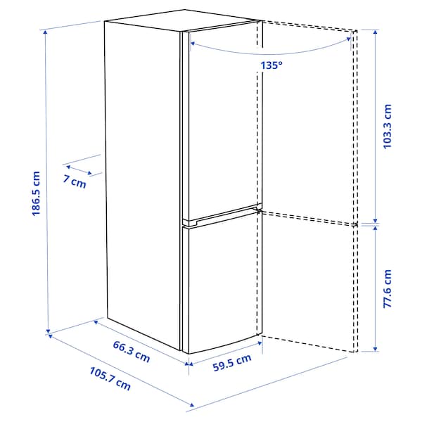 Ikea ALINGSÅS - Fridge/freezer, IKEA 500 freestanding/inox,210/106 l