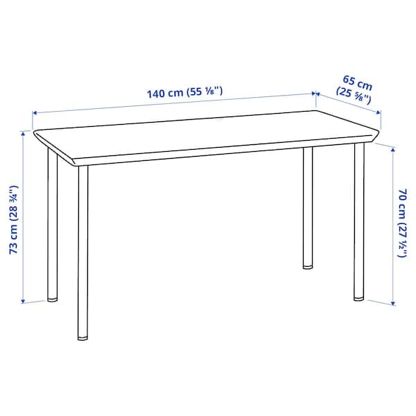 Ikea ANFALLARE / ADILS - Desk, bamboo/white, 140x65 cm