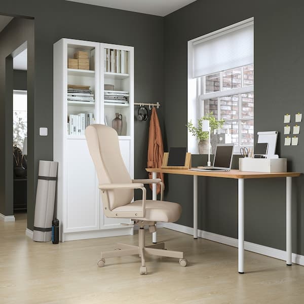 ANFALLARE / ADILS - Desk, bamboo/white, 140x65 cm - best price from Maltashopper.com 09417693