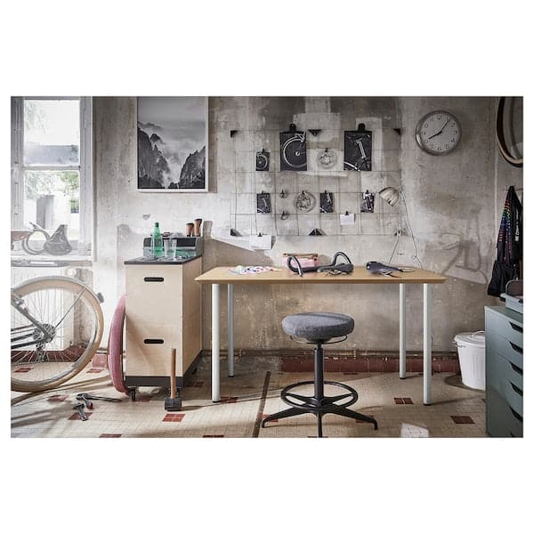 ANFALLARE / ADILS - Desk, bamboo/white, 140x65 cm - best price from Maltashopper.com 09417693