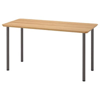 ANFALLARE / ADILS desk, bamboo/dark grey, 140x65 cm