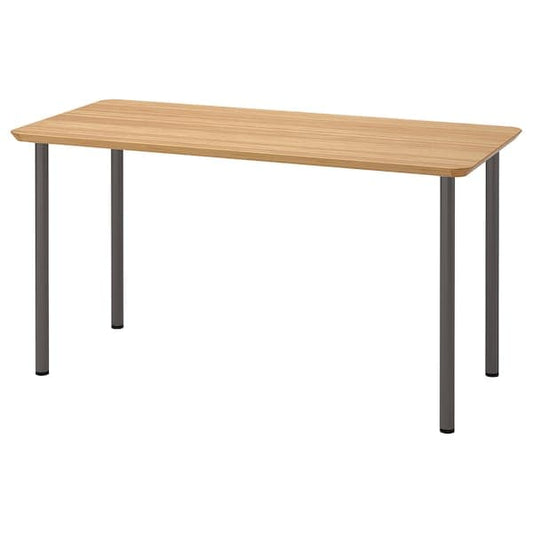Ikea ANFALLARE / ADILS - Desk, bamboo/dark grey, 140x65 cm