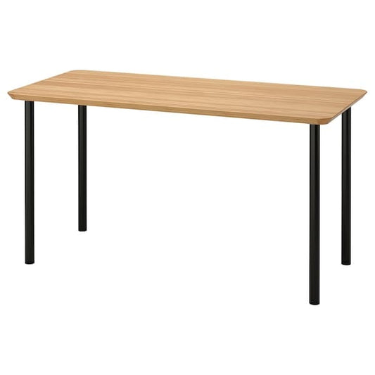 ANFALLARE / ADILS - Desk, bamboo/black, 140x65 cm - best price from Maltashopper.com 39417696