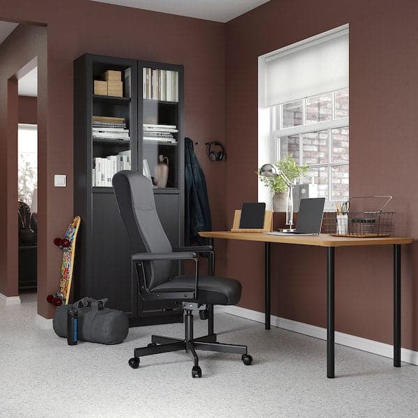 ANFALLARE / ADILS - Desk, bamboo/black, 140x65 cm - best price from Maltashopper.com 39417696