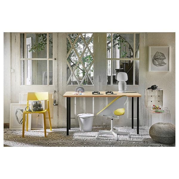 Ikea ANFALLARE / ADILS - Desk, bamboo/black, 140x65 cm