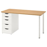 ANFALLARE / ALEX desk, bamboo/white, 140x65 cm