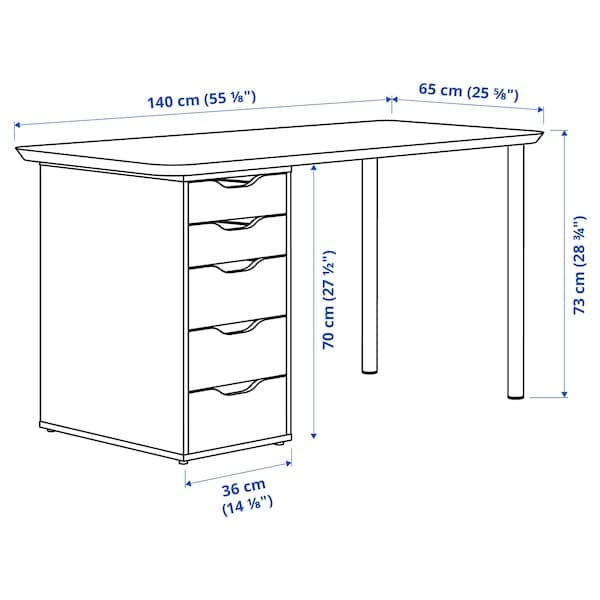 ANFALLARE / ALEX - Desk, bamboo/white, 140x65 cm