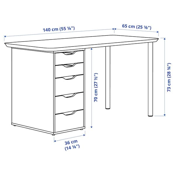 Ikea ANFALLARE / ALEX - Desk, bamboo/white, 140x65 cm