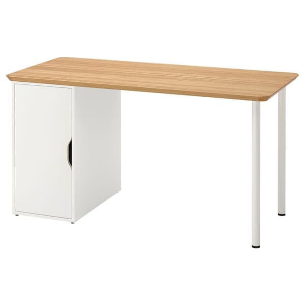 ANFALLARE / ALEX - Desk, bamboo/white, 140x65 cm - best price from Maltashopper.com 59521668