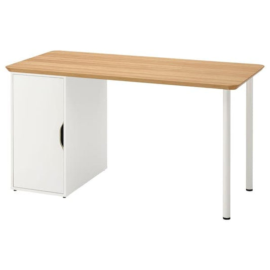 ANFALLARE / ALEX - Desk, bamboo/white, 140x65 cm - best price from Maltashopper.com 59521668