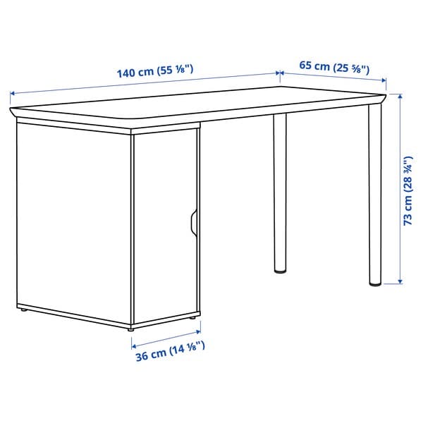 ANFALLARE / ALEX - Desk, bamboo/white, 140x65 cm - best price from Maltashopper.com 59521668
