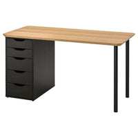 ANFALLARE / ALEX Desk - bamboo/black-brown 140x65 cm , 140x65 cm - best price from Maltashopper.com 89417745