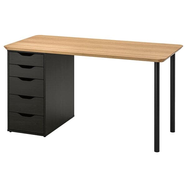 ANFALLARE / ALEX Desk - bamboo/black-brown 140x65 cm , 140x65 cm - best price from Maltashopper.com 89417745