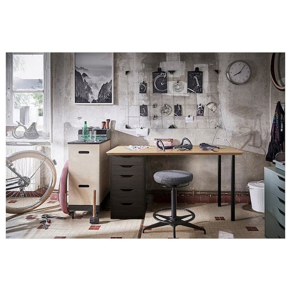 ANFALLARE / ALEX Desk - bamboo/black-brown 140x65 cm , 140x65 cm - best price from Maltashopper.com 89417745