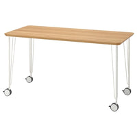ANFALLARE / KRILLE - Desk, bamboo/white, 140x65 cm - best price from Maltashopper.com 89417707