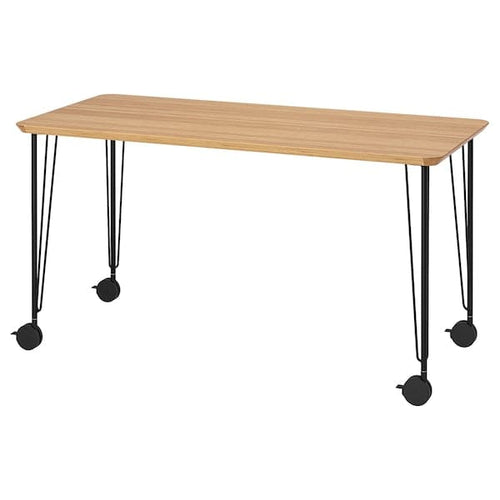 ANFALLARE / KRILLE - Desk, bamboo/black, 140x65 cm