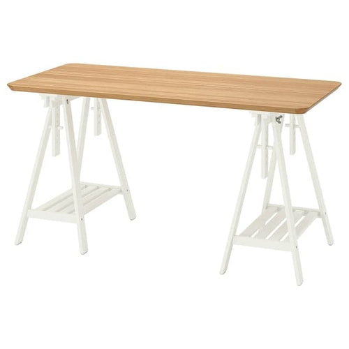 ANFALLARE / MITTBACK - Desk, bamboo white, 140x65 cm