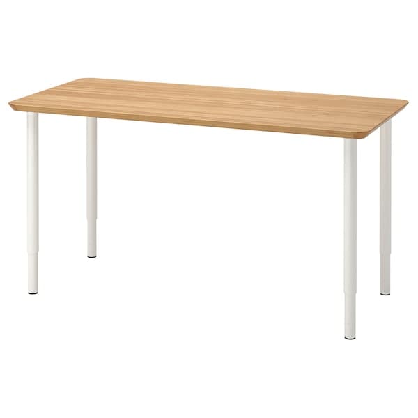 ANFALLARE / OLOV - Desk, bamboo/white, 140x65 cm - best price from Maltashopper.com 19417701