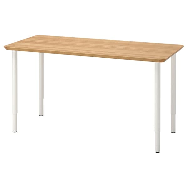 Ikea ANFALLARE / OLOV - Desk, bamboo/white, 140x65 cm
