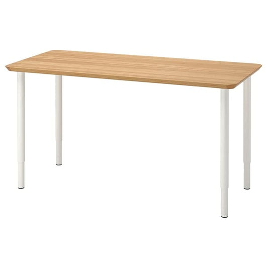 Ikea ANFALLARE / OLOV - Desk, bamboo/white, 140x65 cm