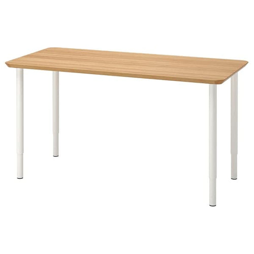 ANFALLARE / OLOV - Desk, bamboo/white, 140x65 cm