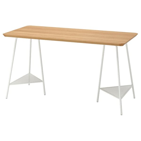 ANFALLARE / TILLSLAG - Desk, bamboo/white, 140x65 cm