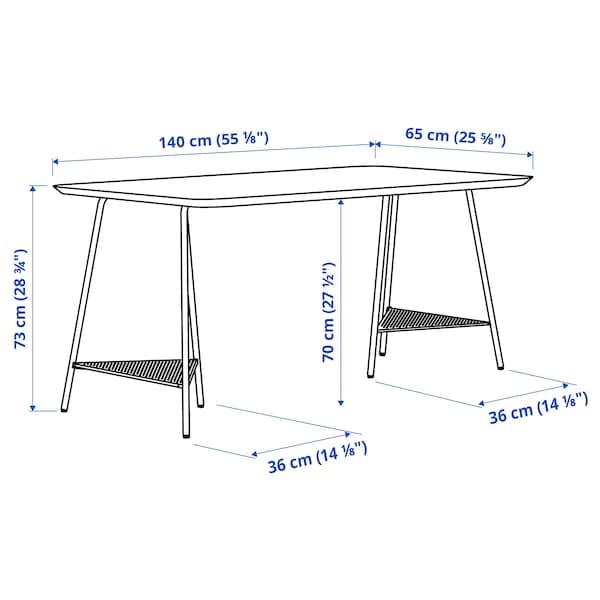 ANFALLARE / TILLSLAG - Desk, bamboo/black, 140x65 cm - best price from Maltashopper.com 59417737