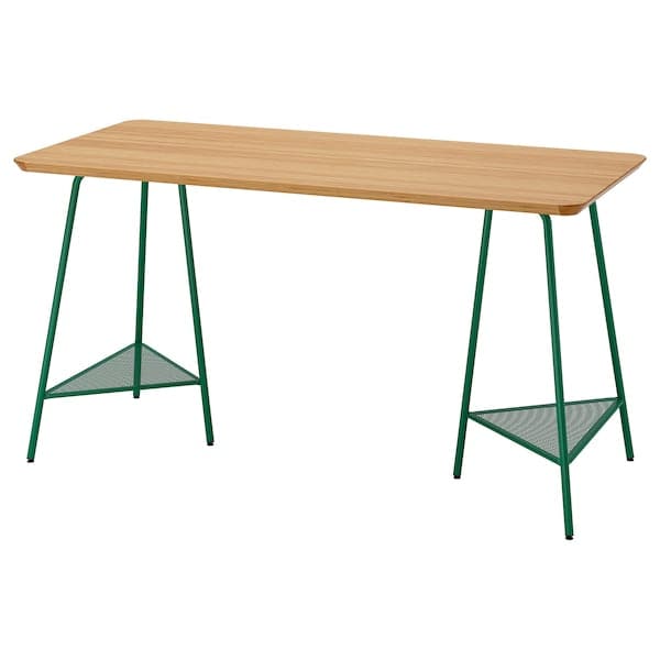 ANFALLARE / TILLSLAG - Desk, bamboo/green, 140x65 cm - best price from Maltashopper.com 69478315