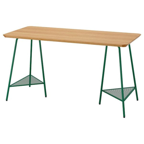 ANFALLARE / TILLSLAG - Desk, bamboo/green, 140x65 cm