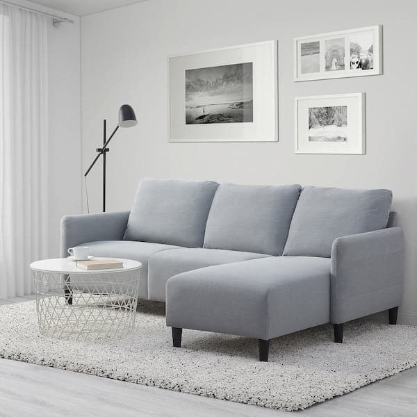 ANGERSBY - 3-seater sofa with chaise-longue/Knisa light grey , - best price from Maltashopper.com 60499077
