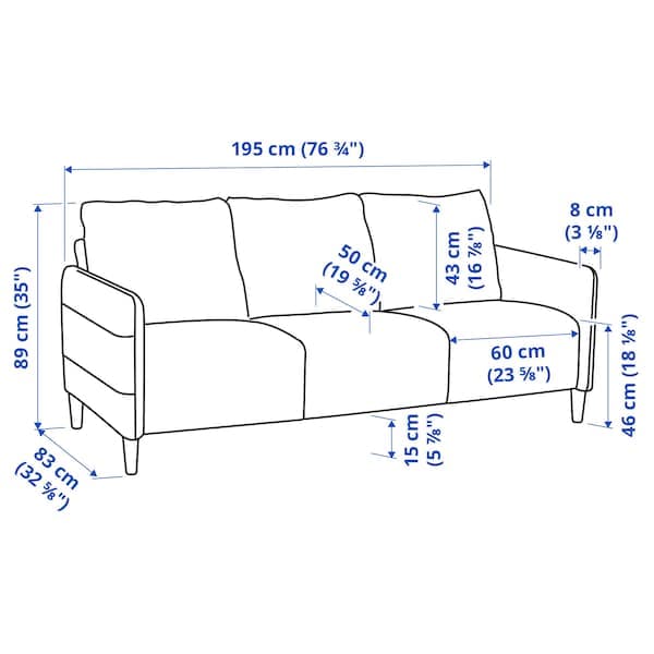 ANGERSBY 3-seater sofa - Light grey Knisa - best price from Maltashopper.com 90499066