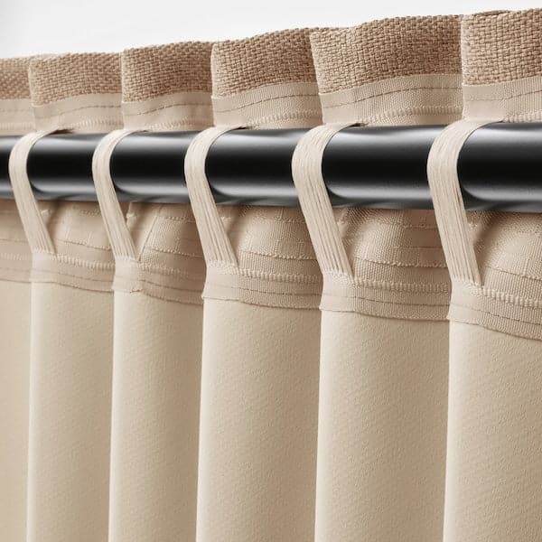 ANNAKAJSA Semi-darkening curtains, 1 pair - beige 145x300 cm , 145x300 cm - best price from Maltashopper.com 30462792