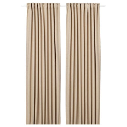 ANNAKAJSA Semi-darkening curtains, 1 pair - beige 145x300 cm , 145x300 cm