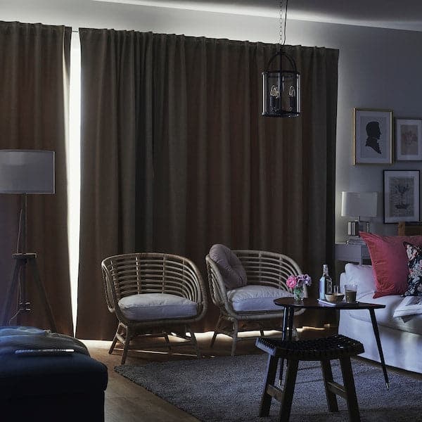 Ikea ANNAKAJSA Semi-darkening curtains, 1 pair - beige 145x300 cm , 145x300 cm