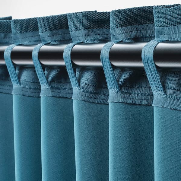 ANNAKAJSA Semi-darkening curtains, 1 pair - blue 145x300 cm - best price from Maltashopper.com 90462992