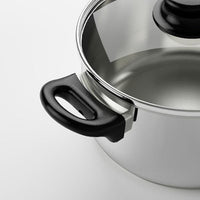 ANNONS - Pot with lid, glass/stainless steel, 2.8 l - best price from Maltashopper.com 80298474