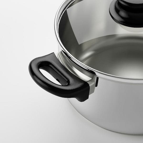 Ikea ANNONS - 5-piece cookware set, glass/stainless steel