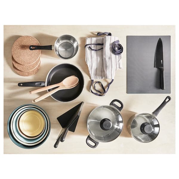 ANNONS - 5-piece cookware set, glass/stainless steel