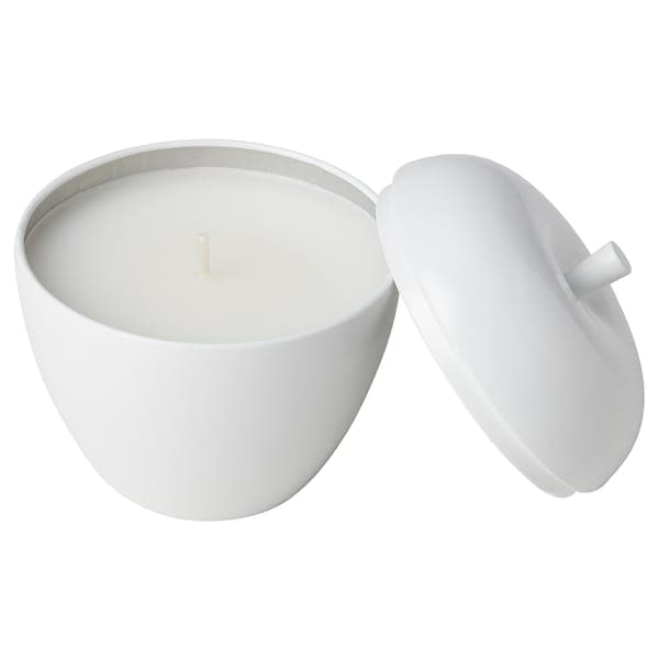 Ikea ANSPRÅKSLÖS Scented candle/metal jar - apple/apple and white pere 9 cm