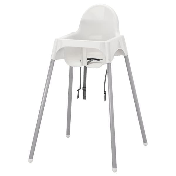 ANTILOP - Highchair with safety belt, white/silver-colour