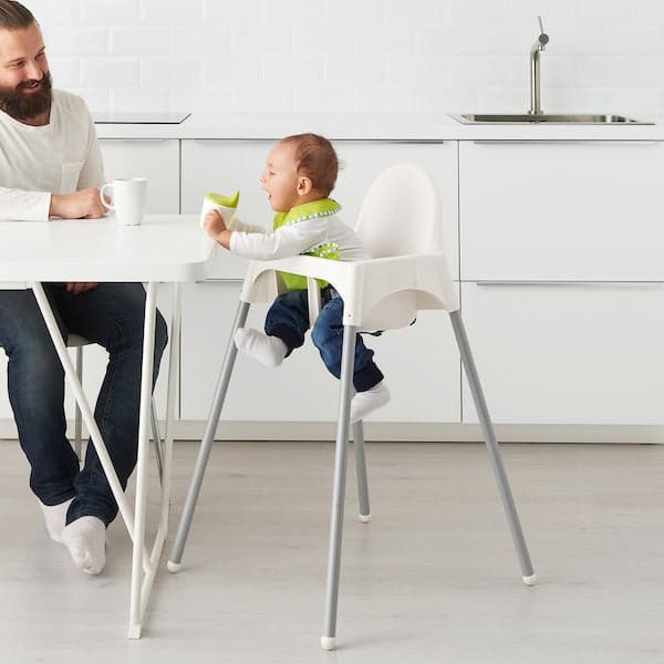 ANTILOP - Highchair with safety belt, white/silver-colour - best price from Maltashopper.com 89041709