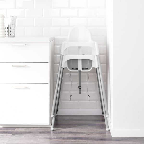 ANTILOP - Highchair with safety belt, white/silver-colour - best price from Maltashopper.com 89041709
