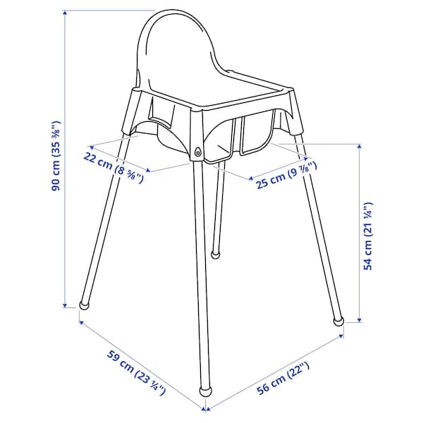 ANTILOP - Highchair with safety belt, white/silver-colour - best price from Maltashopper.com 89041709