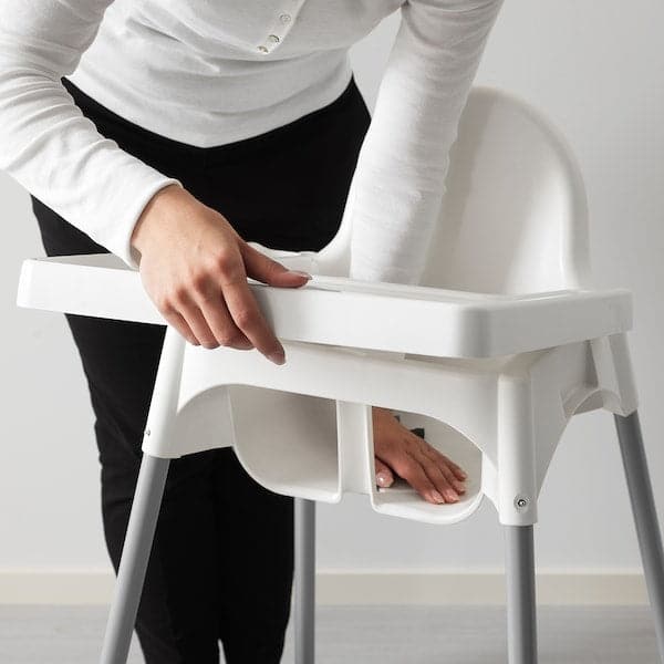 ANTILOP - Highchair with tray, white/silver-colour - best price from Maltashopper.com 29067293