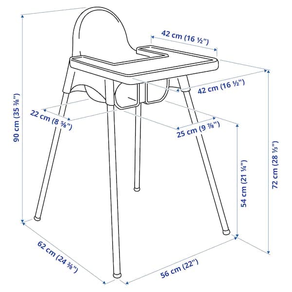 ANTILOP - Highchair with tray, white/silver-colour - Premium Chairs from Ikea - Just €33.99! Shop now at Maltashopper.com