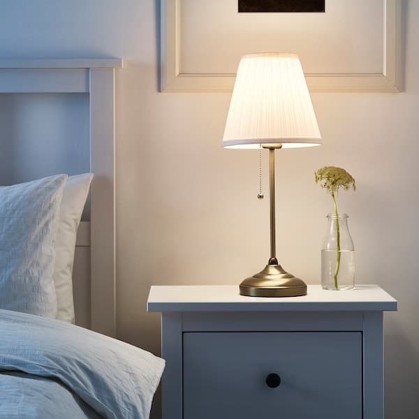 BLIDVÄDER Table lamp, off-white ceramic/beige, 20 - IKEA